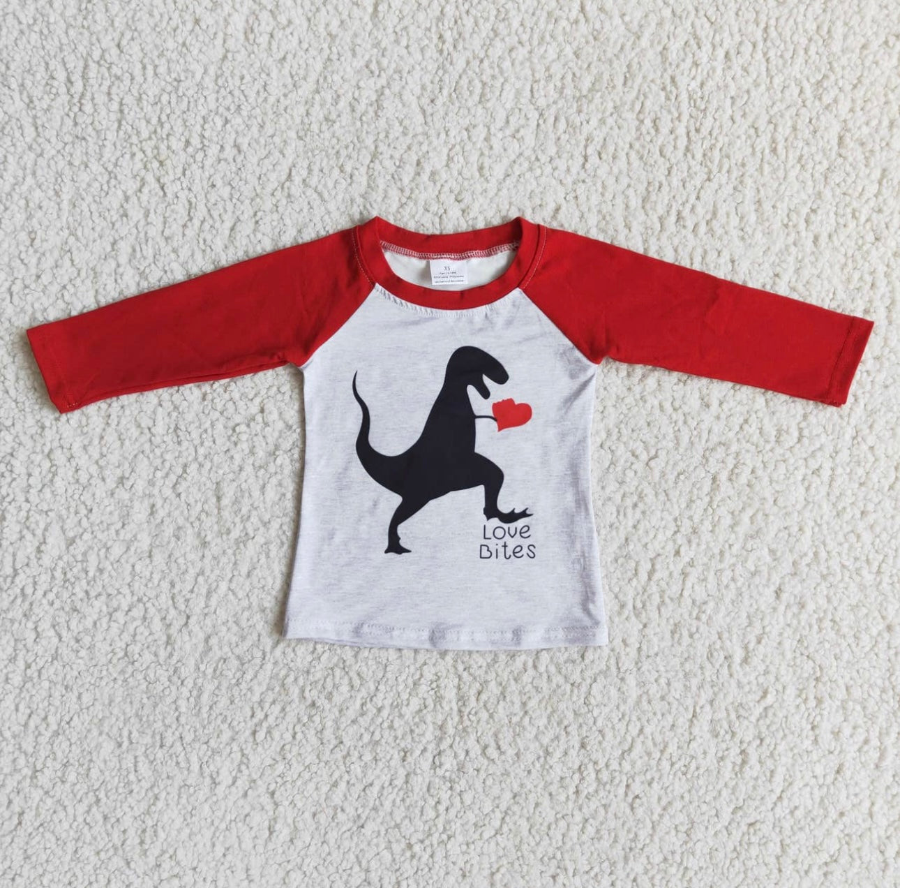 Love Bites Long Sleeve Dinosaur Valentines Shirt