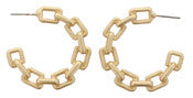 Jane Marie Rectangle Link Gold Hoop Earrings