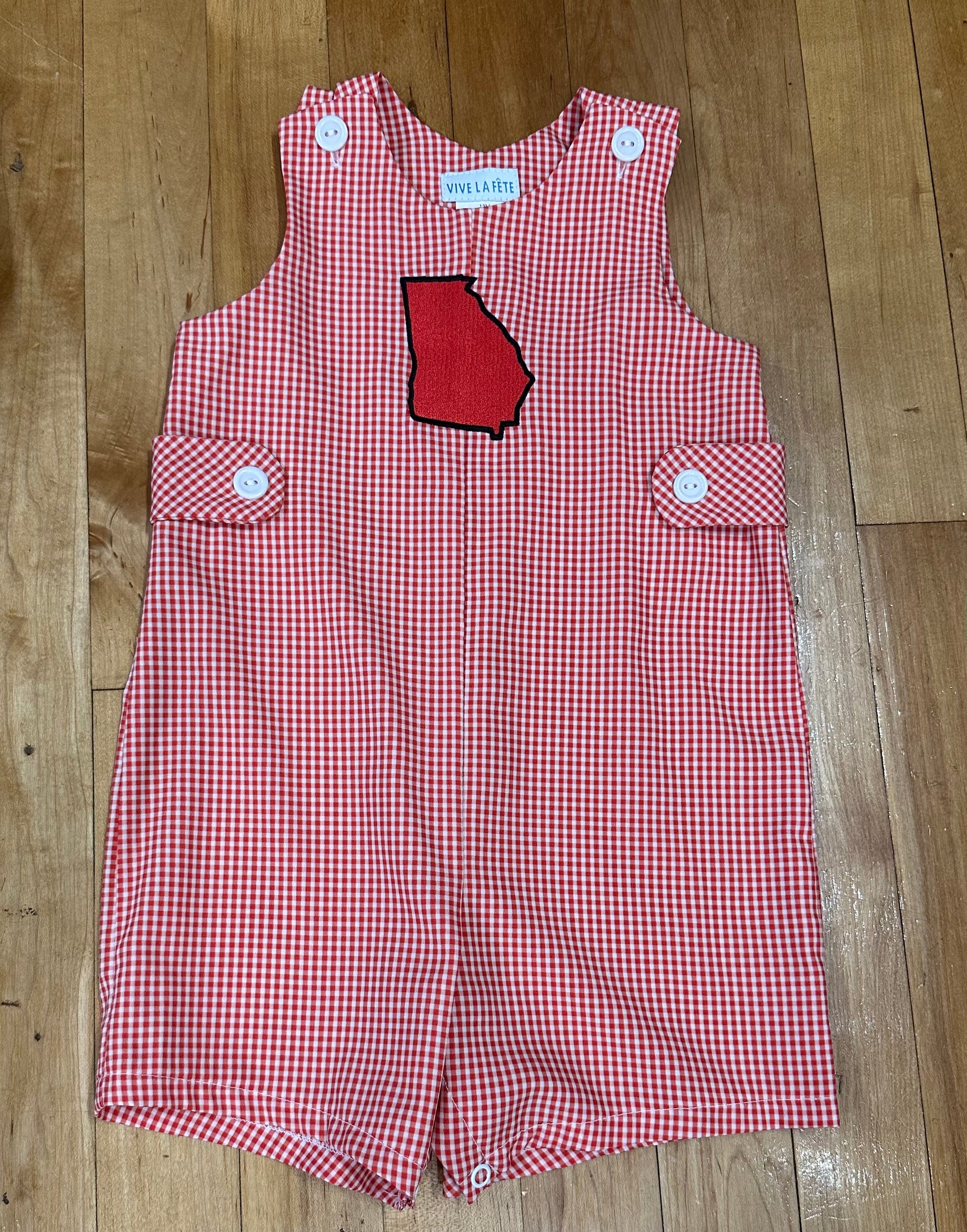 Georgia Embroidered Red Gingham Jon Jon