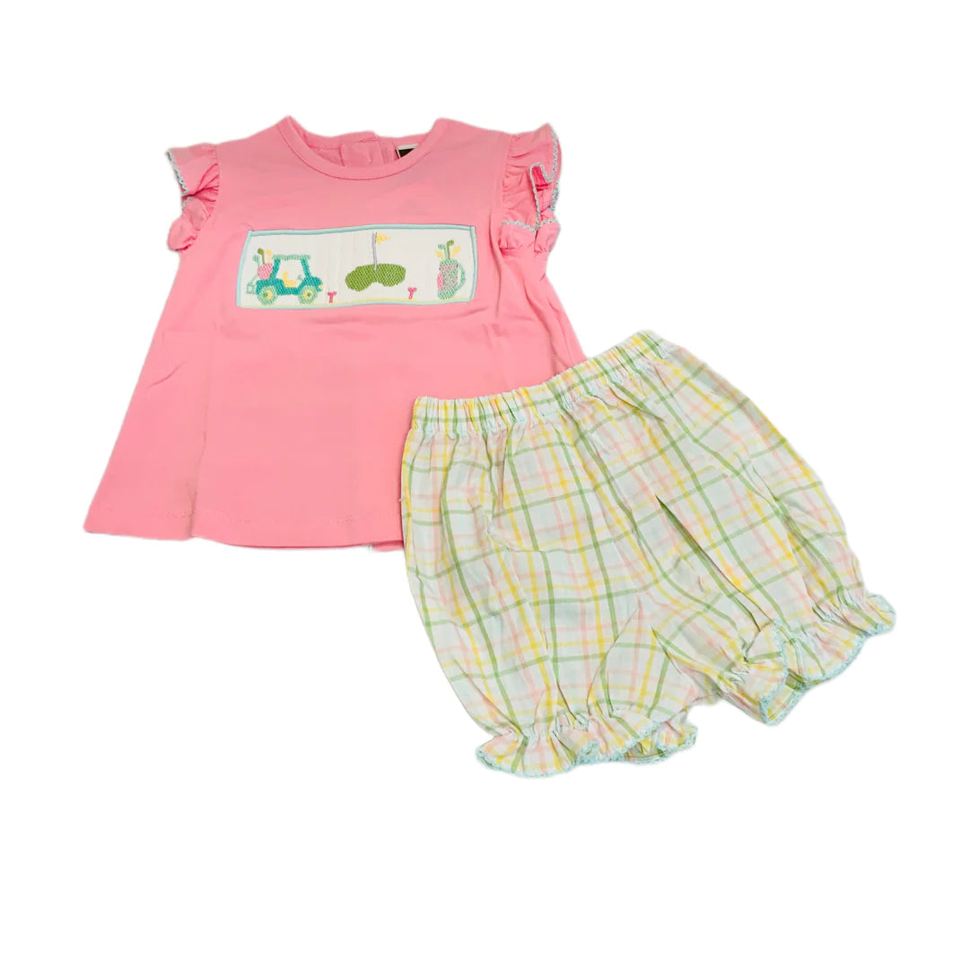 Banana Split Golf Smocked Bloomer Set