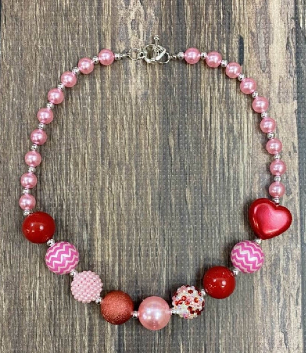 Valentines Necklace - Red Pink Mix
