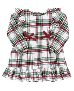 RuffleButts Garland Plaid Ruffle Bow Dress