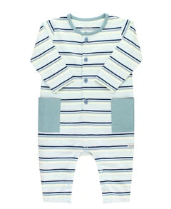 RuggedButts Antique Blue Stripe Romper