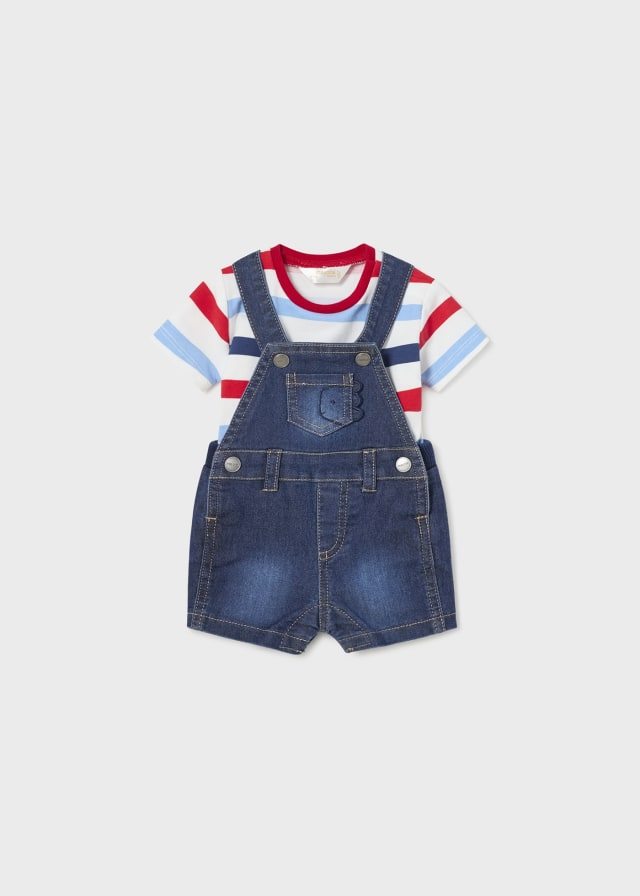 Mayoral Rojo Denim Dungaree Set