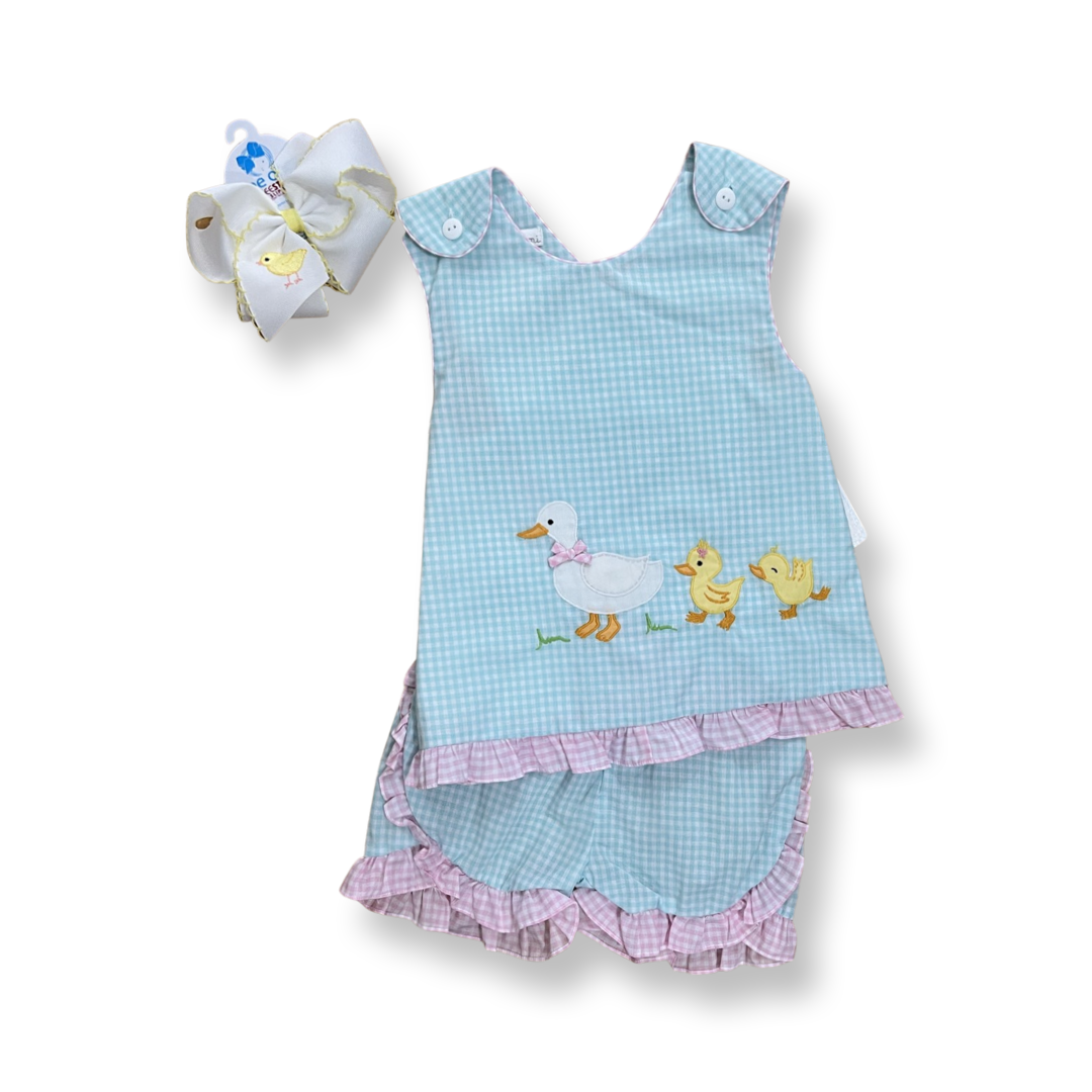 Petit Ami Duck Embroidered Short Set