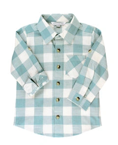 RuggedButts Antique Blue Plaid  Button Down Shirt