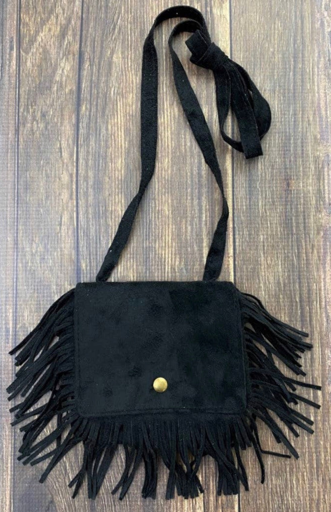 Black Boho Fringe Crossbody Purse