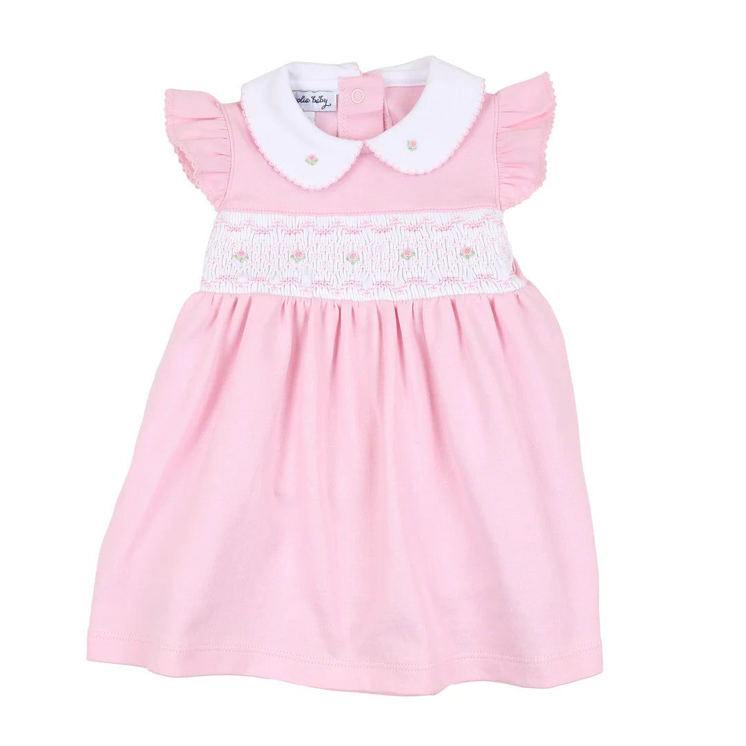 Magnolia Baby Smocked Collared Flutters Dress Set Pink