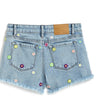 Tractr flower embroidery frayed short